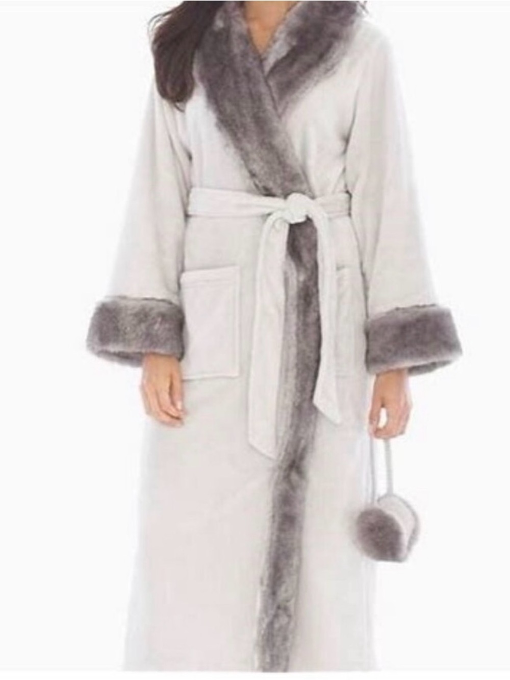 Luxe Faux Fur Plush Full Length Wrap Robe Size L/XL - Picture 2 of 10